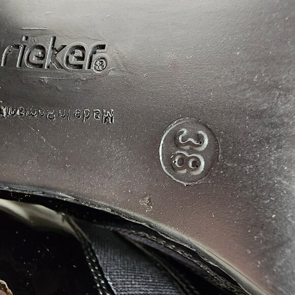 Rieker Patent Leather Derby Ankle Shoes Shoeties Two-Tone Black Burgundy Size 38 - Picture 4 of 16